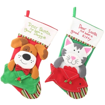 

Pet Christmas Stockings, 2 Pack Dog and Cat Christmas Stockings, Xmas Stockings with Extra Pocket for Pets