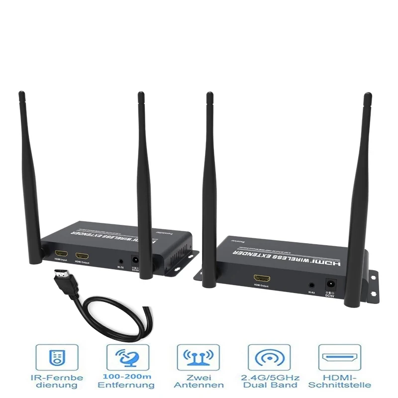 200 м беспроводной HDMI удлинитель 2 4G 5G HD 1080P передатчик приемник TX RX комплект TCP/IP