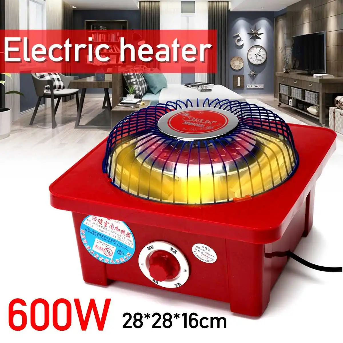 

Mini Home Heater Infrared 220V 600W Portable Electric Air Heater Warm Fan 280x280MM for Winter Household Bathroom