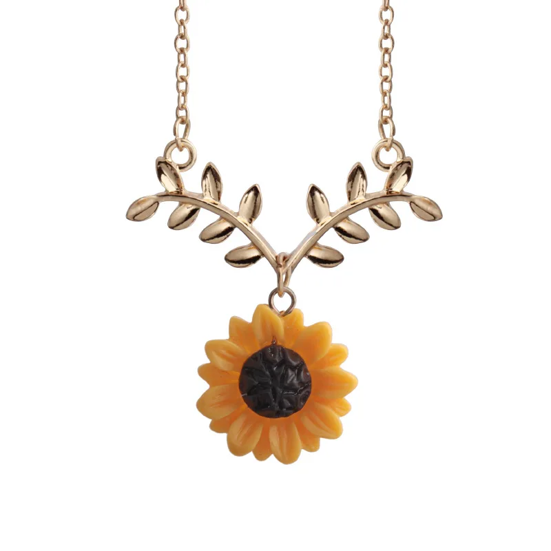 sunflower gold Массивное ожерелье с подвеской в виде розы из сплава, 4 цвета, Женские Ювелирные аксессуары, Золотая цепочка, ожерелье для женщин, подарок на день памяти - Окраска металла: sunflower gold