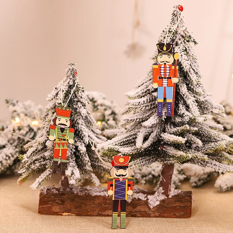 Toyvian 9pcs Wood Nutcracker Soldier Christmas Ornaments Set Holiday Tree Wooden Pendant Decor Figurine Ornament Xmas Tree Party Decor