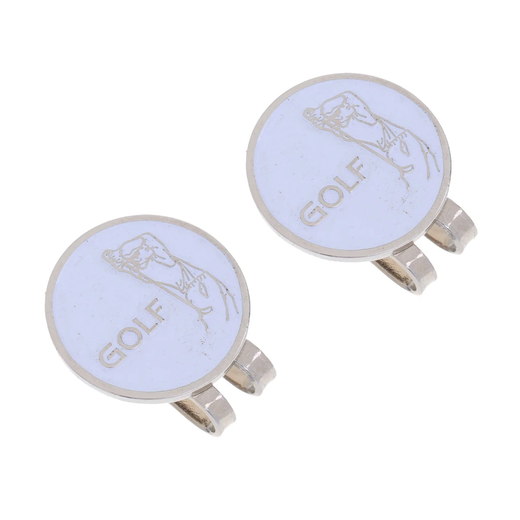 2 Pieces Golfer Pattern Magnetic Hat Cap Visor Clip Golf Ball Marker Gift
