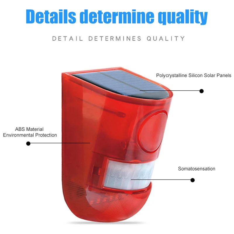 

Solar Sound Light Alarm Lights Motion Detector 110db Alarm Waterproof Security Siren Light GV99