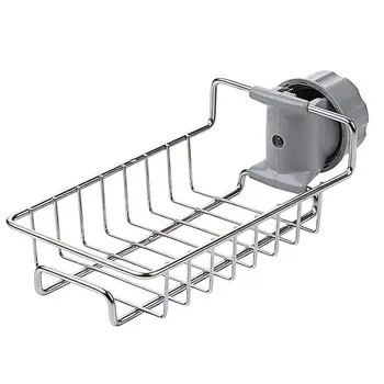 

Faucet rack rag drain rack home kitchen free punch sink storage rack stainless steel iron practical rack