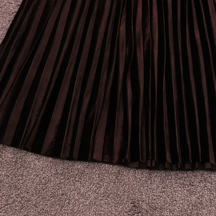 Дикое бархатное платье осеннее Новое вышитое бисером платье с рукавами-фонариками на талии длинное Плиссированное женское платье