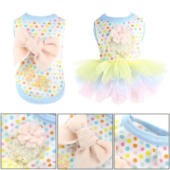 

Pet Dress Dog Cotton Bow Princess Dress Style Breathable Skirt Puppy Summer Clothing Apparel Costume