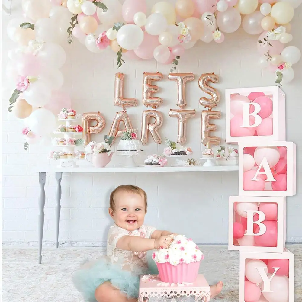 4 шт./компл. квадратный прозрачный шар Коробки детского дня рождения с принтом куб подарок органайзер для Baby Shower или для вечеринки по случаю свадебного торжества и дня рождения