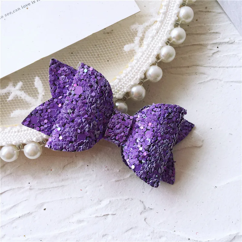12PCS CM 6*3cm Glitter Leder Haar Bogen Mit Vollständig Bedeckt Für Haar Clips Bowknot Boutique Haar bögen Für Stirnbänder – Detail 5