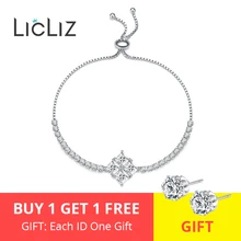 LicLiz модные уникальные квадратные регулируемые браслеты для женщин с геометрическим цирконием и цепочкой из белого золота LUB0203