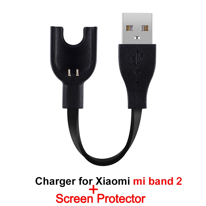 For Mi Band 2 Зарядное устройство для Xiaomi Mi Band 2 3 4 зарядный кабель для передачи данных Док-станция зарядный кабель для Xiaomi Mi Band 4 USB зарядное устройство защита экрана - Цвет: For Mi Band 2