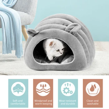 

Semi Enclosed Sheep Soft All Season Home Nest Comfortable Washable Indoor Cat Bed Inner Pad Warm Pet Supplies Caterpillars Shape