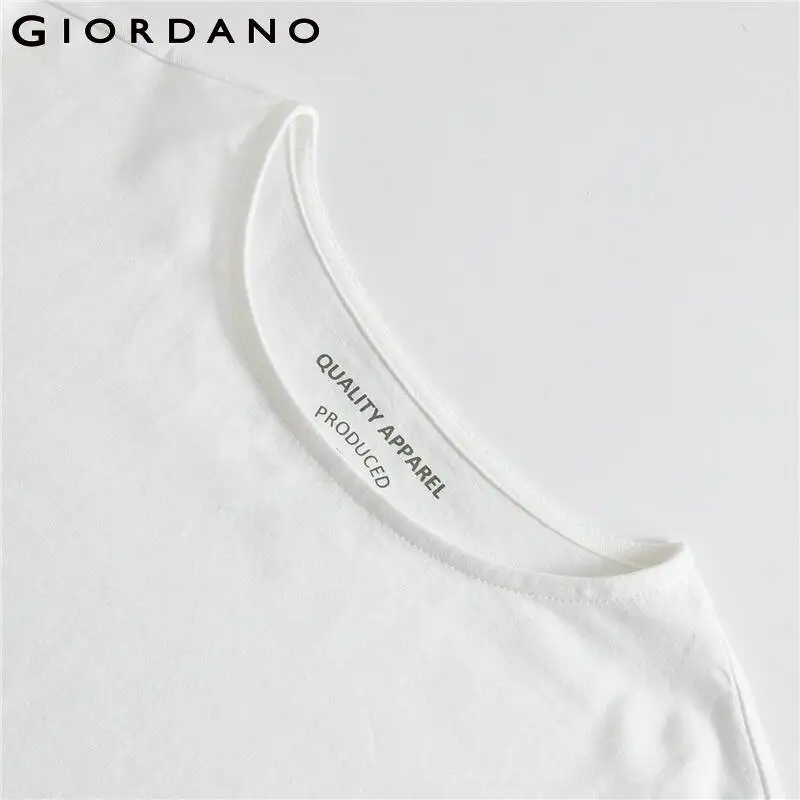 Женская футболка с открытыми плечами Giordano свободная Осенняя круглым вырезом