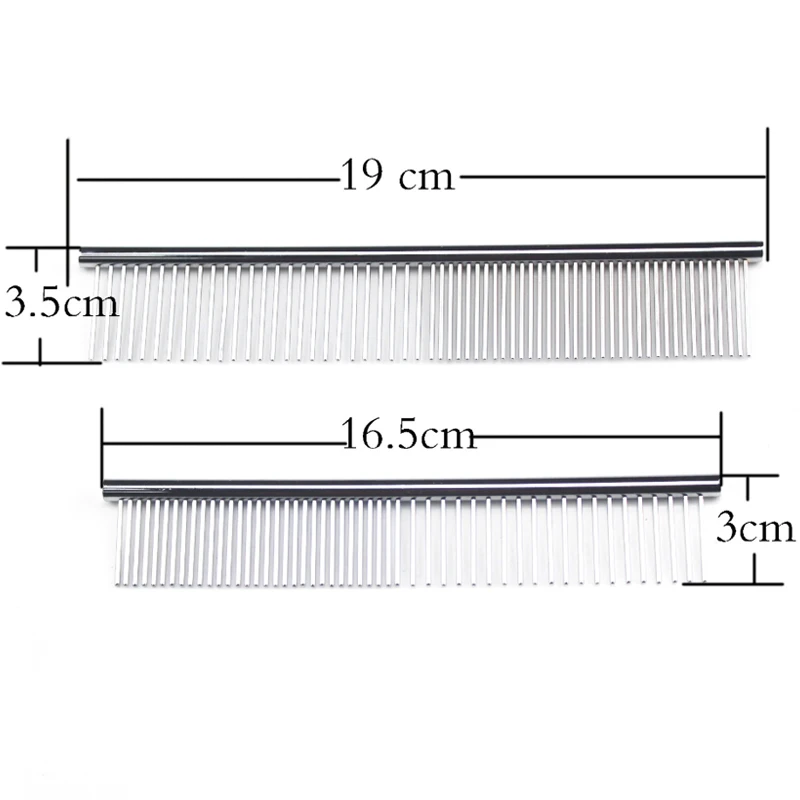 길고 두꺼운 털 털 제거 브러시, 경량 애완 동물 개 고양이 그루밍 빗, 16 cm, 19cm