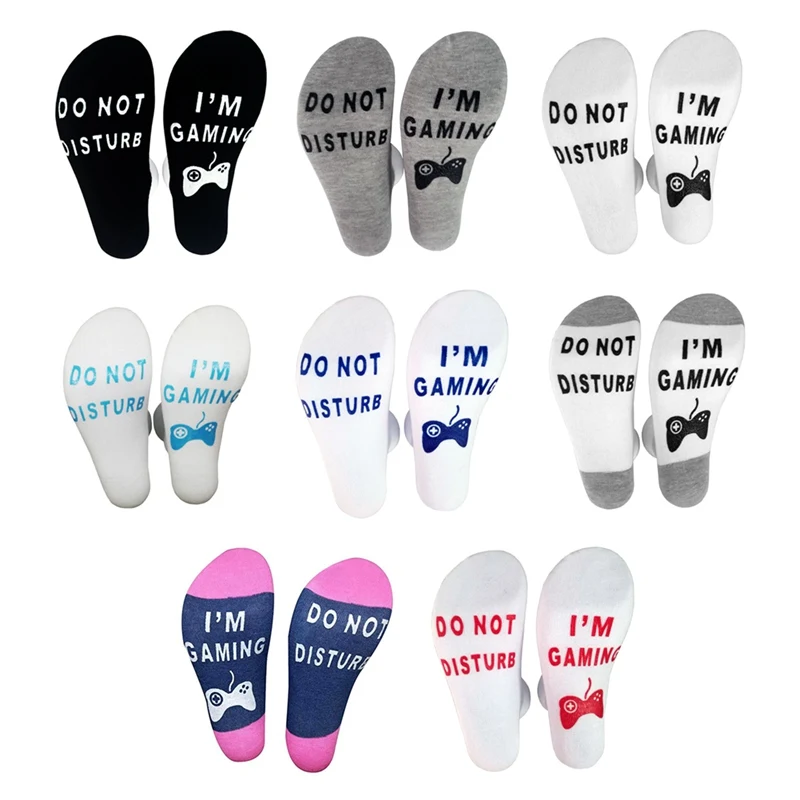 

Unisex Funny Crew Socks I'M GAMING DON'T DISTURB Letter Jacquard Cotton Socks Casual Socks