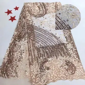 

onion color handmade french beaded lace fabrics 3d flower sequins fabric luxury full beaded bridal lace fabric 5yards