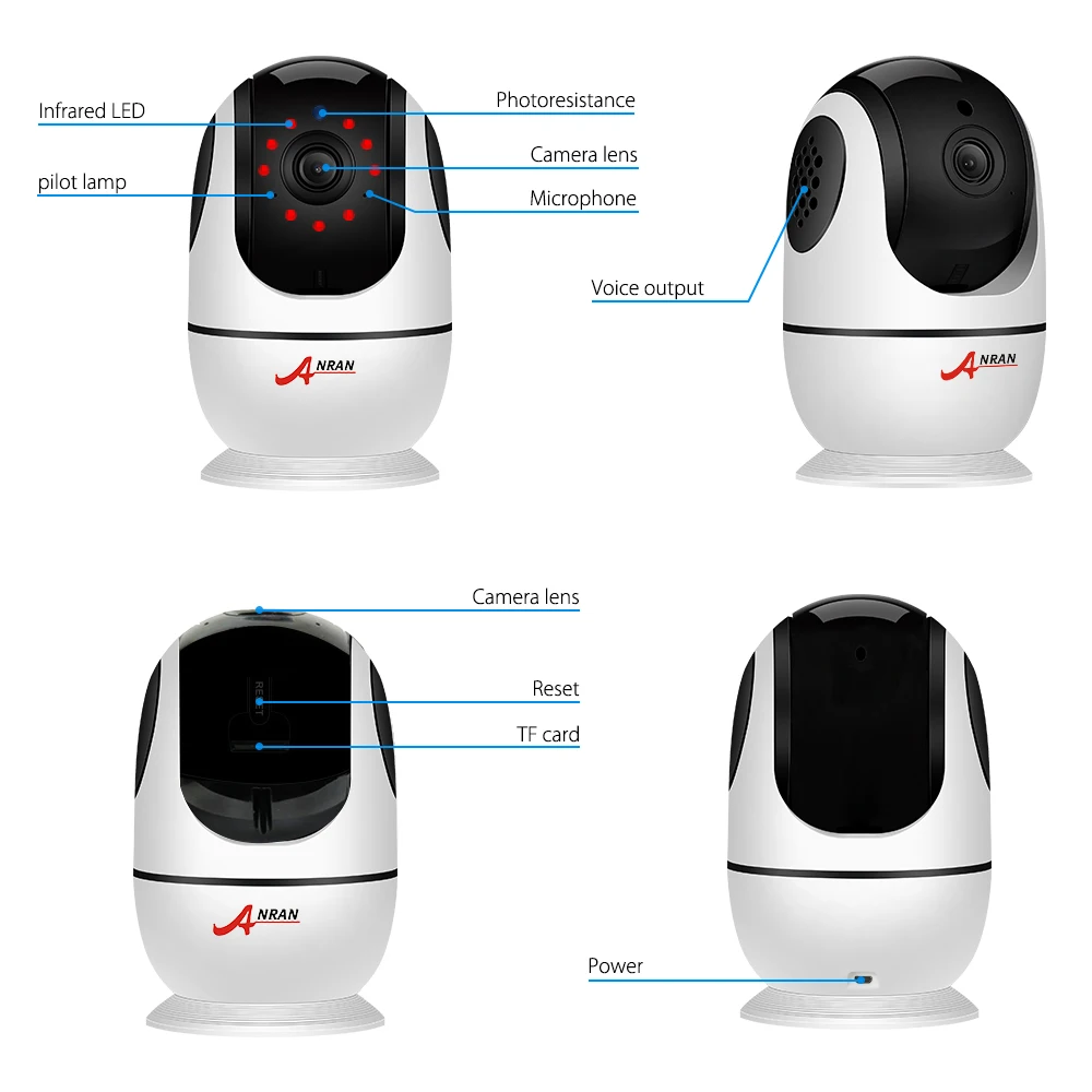 Baratos ANRAN Wifi 1080P HD cámara inalámbrica de visión nocturna monitores de bebé cámara de vigilancia de seguridad cámara inalámbrica de Audio bidireccional