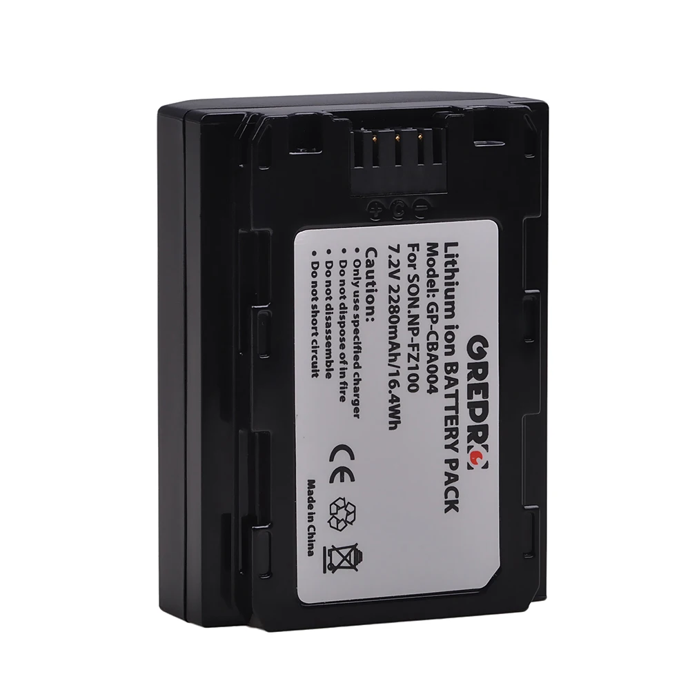 GREPRO аккумулятор 2280mAh NP-FZ100 NP FZ100 для камеры sony NP-FZ100, BC-QZ1 A9, sony A9R, Alpha 9, A7RIII, ILCE-7RM3, sony Alpha 9S