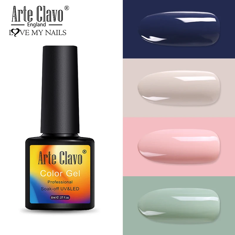 8ml-ZH34 Arte Clavo набор гель-лаков для ногтей 8 мл наборы для ногтей чистые цвета УФ Гель-лак набор базовое верхнее покрытие гель для нейл-арта все для маникюра - Цвет: 8ml-ZH34