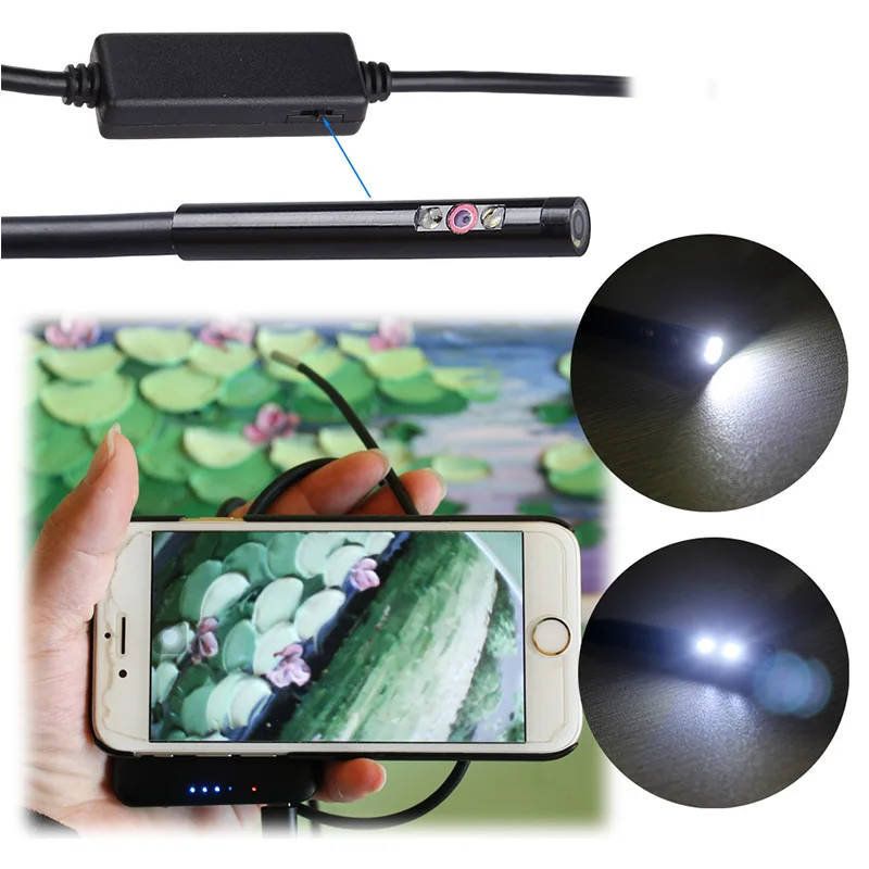 Двойная Линза 6 мм эндоскоп камера Wifi бороскоп IP67 водонепроницаемый беспроводной осмотр Гибкая камера для Android ПК ноутбук