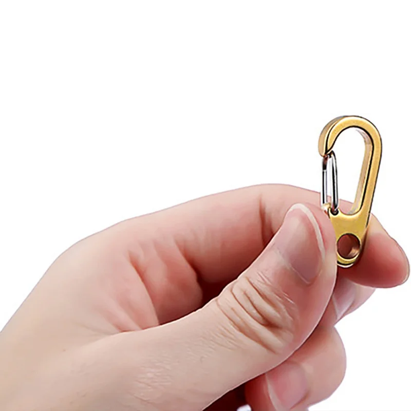 EDC Brass Gear Carabiner Mini Aluminium Alloy Hang Buckle Survival Key Chain Clip Quickdraw Travel Tools