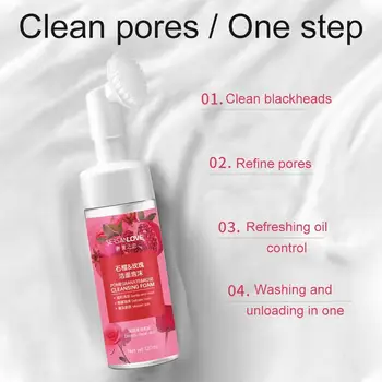 Foaming Mousse Deep Cleansing Face Cleanser Pomegranate Honey Peony Oil Moisturizing remover Rose makeup Avocado
