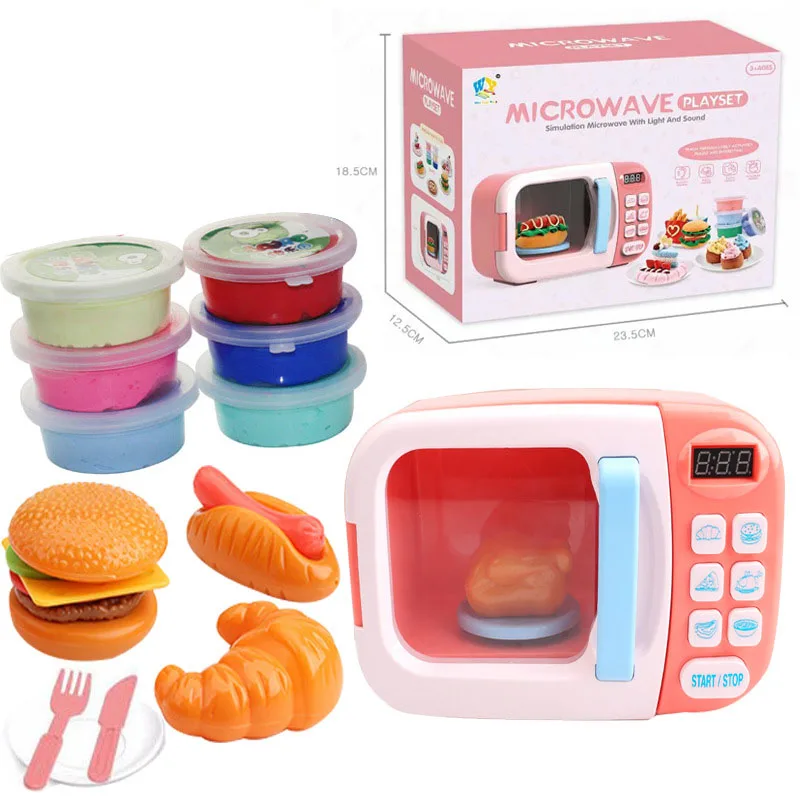 Детская кухня домашняя электрическая микроволновая печь игрушки DIY ручной работы закуски моделирование приготовления пищи посуда игрушки