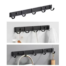 

Aluminum Wall Mounted Hooks Coat Towel Keys Clothes Hanger Rack Drill-free For Home Kitchen Bedroom Bathroom 3/4/5/6 Hooks