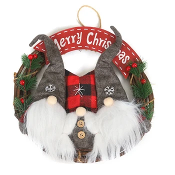 

Christmas Wreath Suitable for the Front Door, Small Santa Claus Dwarf Christmas Wreath Window Door Christmas Decoration
