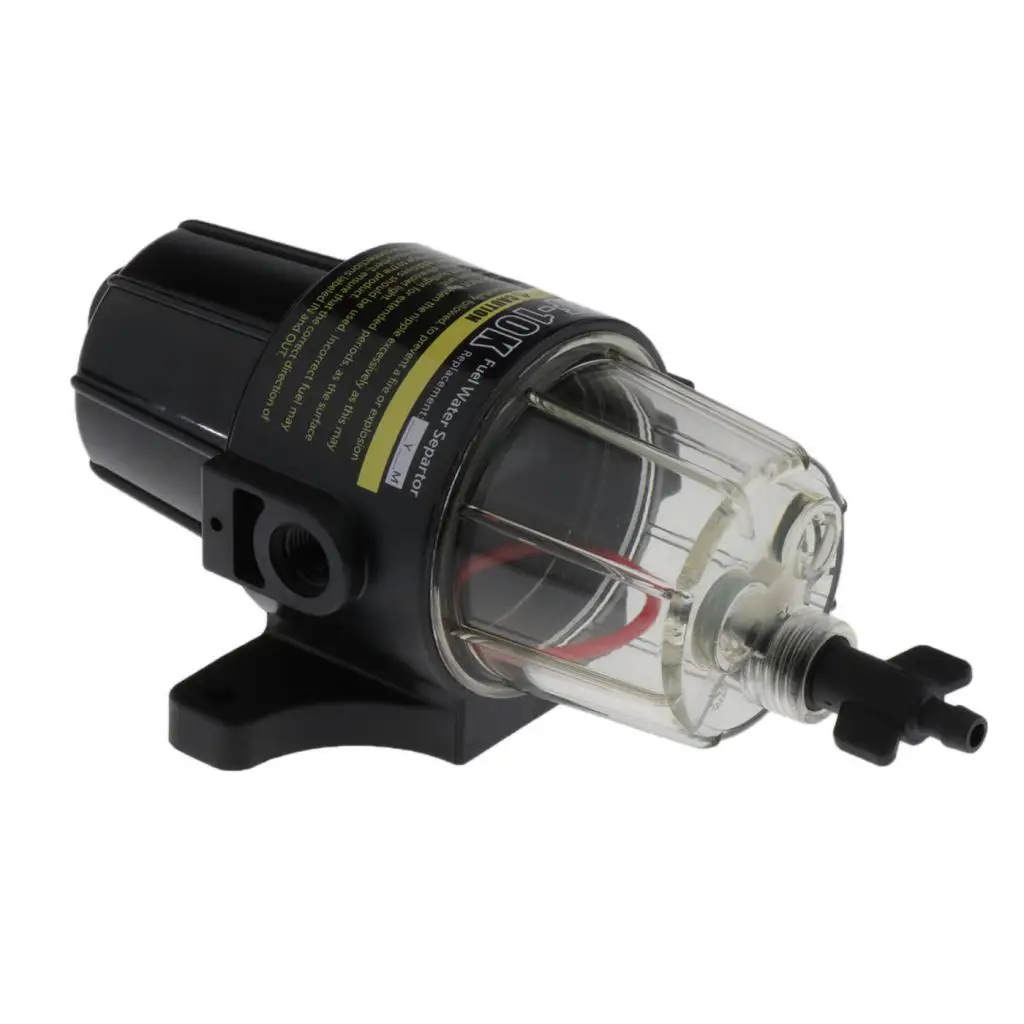 Fuel Fittings Marine Fuel Oil Filter Water Separator Fit for Gasoline and Diesel Engine - Black