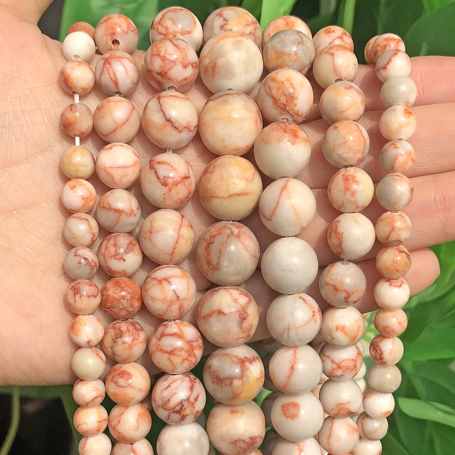 thumbnail image 1 of Cuentas de piedra mate natural pulidas con acabado mate, jaspe cebra rosa, ágatas, jades, howlitas, cuentas minerales para hacer joyas, pulseras DIY de 15'', 1 of 5