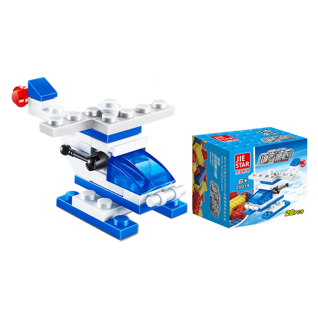 Plastic Mini DIY Building Blocks Car Fire Engine Model For Kids Toys Blue