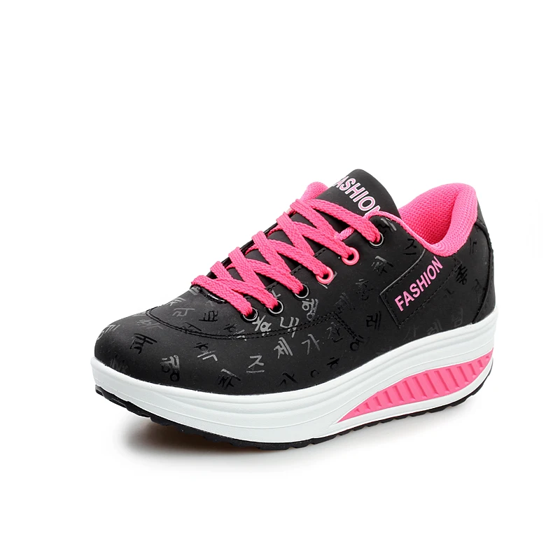 Г., новая осенняя женская уличная обувь прогулочная обувь, увеличивающая рост женская обувь спортивная обувь на шнуровке Водонепроницаемая женская обувь - Цвет: black