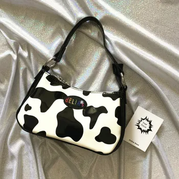 

2020 Hot Sale Fashion Ins Harajuku PU Leather Baguette Luxury Handbag Bag Cute Sweet Cow Pattern Spot Handbag Mini Underarm Bag