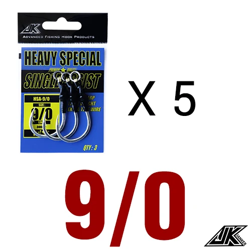 9 l 0 -5pack JK HSA Poppers Lure Wood 4X Heavy jigging Hooks Sea Power Assist Fishhook Stick Baits Luring Boat Hook Fishing 5/0 7/0 9/0 11/0 - Цвет: 9 l 0 -5pack