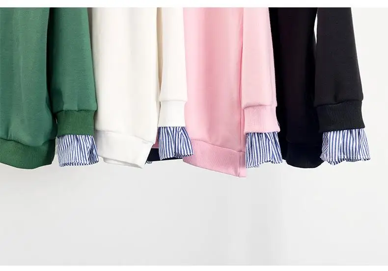 5XL 6XL Plus Size Autumn Women Sweatshirt Winter Casual Long Sleeve Striped Patchwork Pullover Large Size Loose Sweatshirts Tops