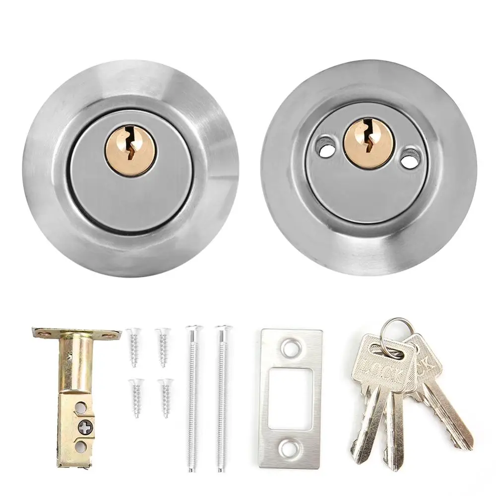 Double Cylinder Steel Security Door Bolt Lock Both Side Wood Doors 304 stainless steel door bolt lock