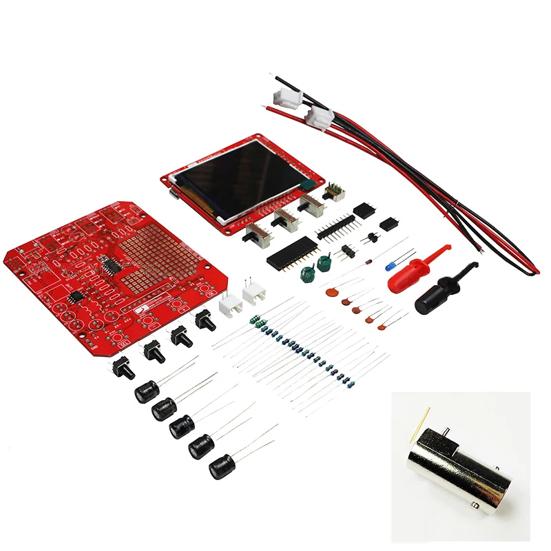 1 комплект прочный DC/AC/GND Mini DSO138 цифровой осциллограф комплект предварительно припаянный+ прозрачный корпус DSO138 1MSa/s измерительные приборы