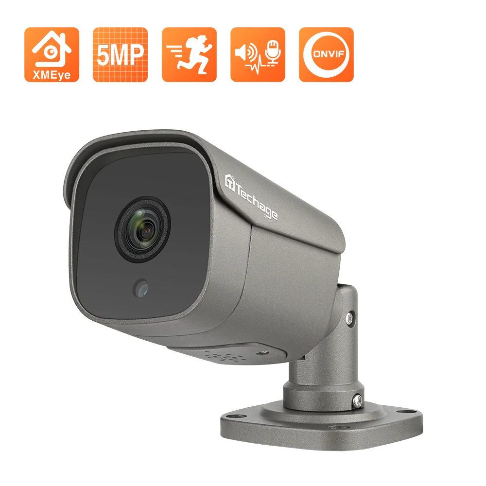 US $30.55 Techage Full HD 5MP POE IP Camera Smart AI Security Camera Outdoor Waterproof Two Way Audio For CCTV Video Surveillance NVR Kit
