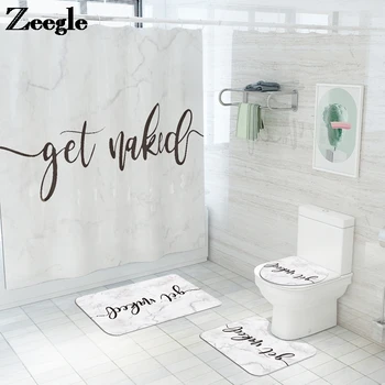 

Bath Mat Shower Curtain Set Durable Waterproof Shower Curtain Toilet Cover Mat Anti-Slip Bathroom Carpet Bathroom Absorbent Rug