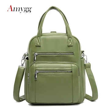 

Fashion Multipocket Women Backpacks Famous Brand Large Capacity Ladies Backpack High Quality PU Leather Teeanger Girl School Bag