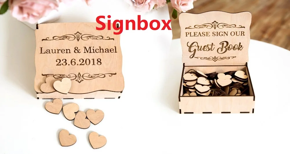 only one sign box Деревенский деревянный свадебный воздушный шар гость книга, упаковочная коробка, воздушный шар гость книга Альтернатива, воздушный шар книга гостя. PARARTDIY - Цвет: only one sign box