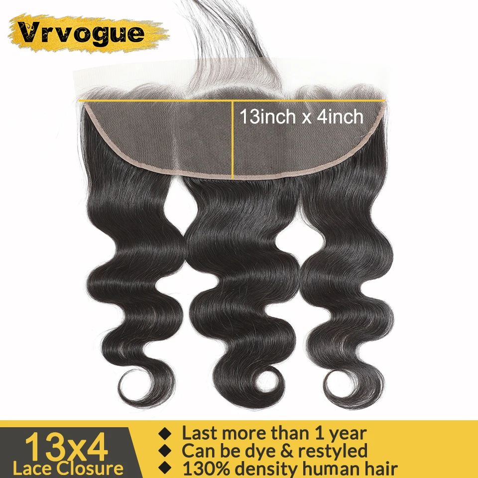 

Vrvogue 13x4 Lace Frontal Peruvian Body Wave Frontal With Baby Hair Natural Color Remy Human Hair Free/Middle Part Swiss Lace