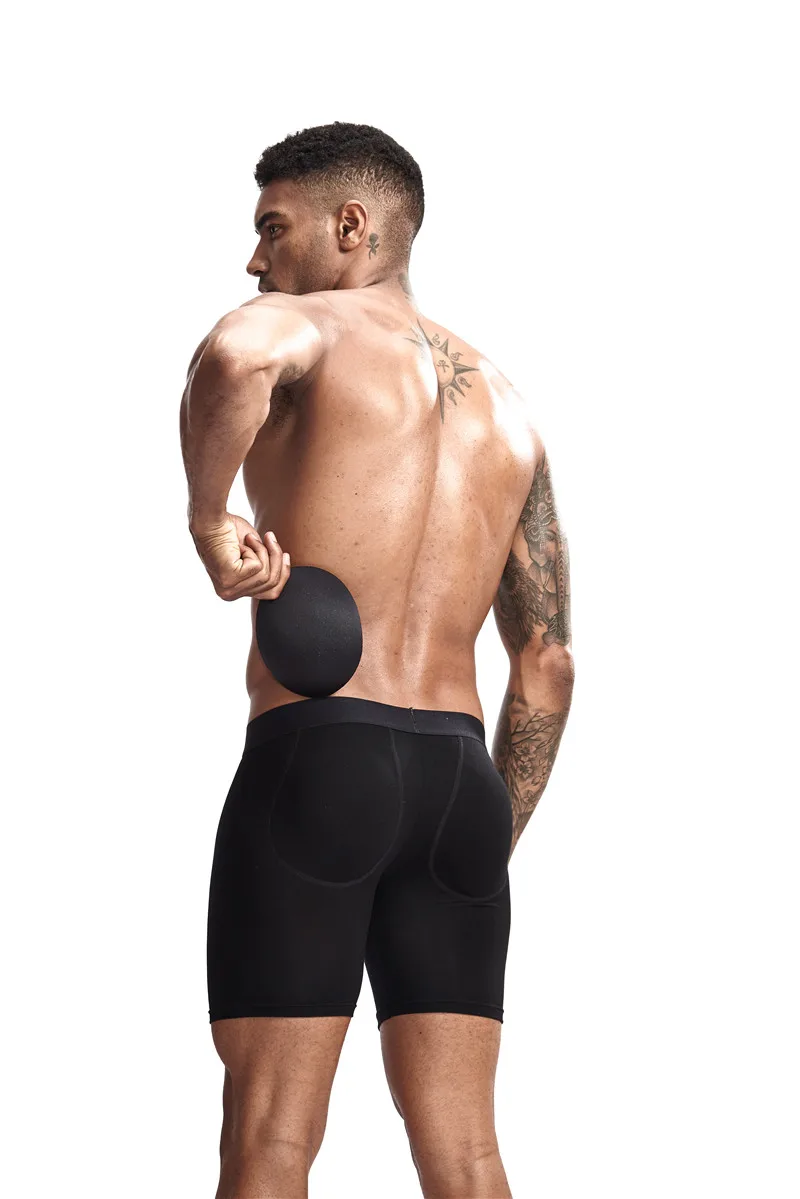Jockmail, Длинные боксеры, мужское нижнее белье, мужское нижнее белье, для увеличения попа, с подкладкой, для багажника, съемная подкладка, для подтягивания попа и увеличения, посылка, черный цвет