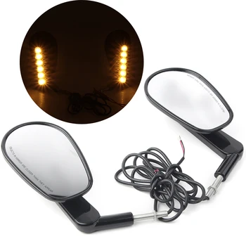 

Motorcycle Black Rear View Mirrors w/ LED Turn Signal Light For Harley VROD VRSCF 2009 2010 2011 2012 2013 2014 2015 2016 2017