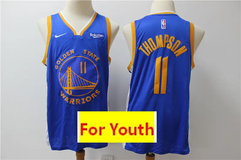 2 Youth golden state#30 Стивен Карри#11 Клай Томпсон Дети Белый Синий воины Джерси - Цвет: 2