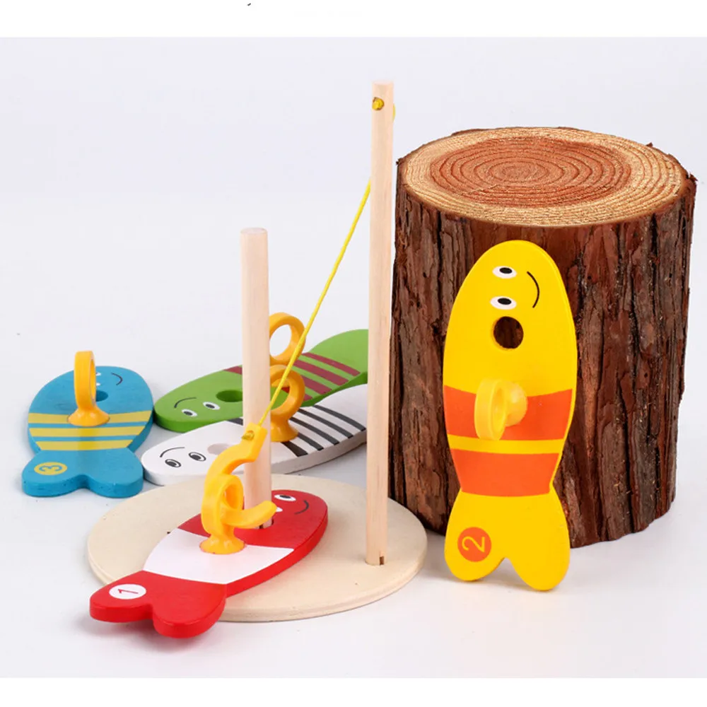 Kids Toy Baby Funny Toys For Boy Girl Baby Kids Fishing Nest Game Digital Fishing Wooden 4