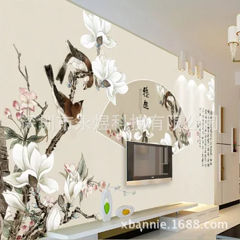 

Fine Brushwork Flowers and Birds Fan-shaped Painting "Large Mural Wallpaper Wallpaper/Seamless Wall Mural" Shenzhen