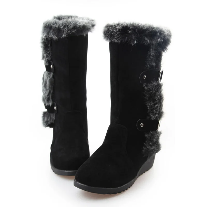 Winter Snow Boots Thick Bottom Imitation Rabbit Fur Cotton Boots Women's Boots Women Winter Boots Furry Boots Zapatos De Mujer