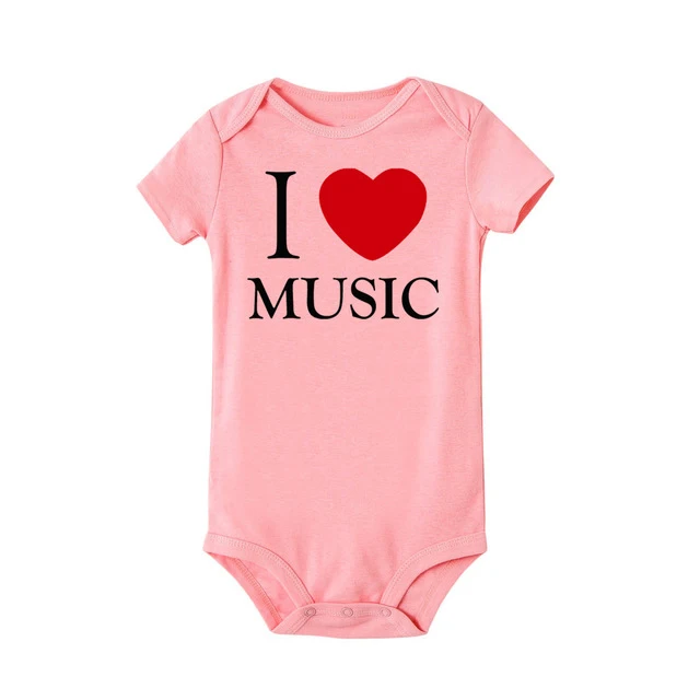 Детские комбинезоны с принтом «I Love Music», комплект одежды для маленьких мальчиков и девочек, унисекс, Infantil, Roupas, комбинированная одежда для