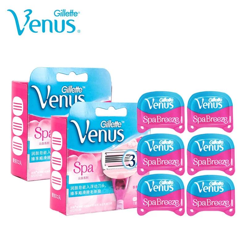 Лезвия для бритья Gillette лезвия удаления волос на лице женщин Venus Breeze розовые